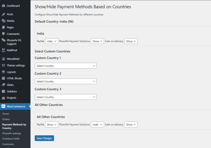 Show/Hide Payment Methods based on countries woocommurce Plugin By ADMTech Digital Solutions